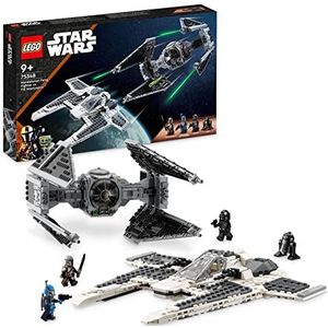 LEGO 75348 Star Wars Mandalorian Fang Fighter vs. TIE Interceptor, Starfighter Bouwbare Speelgoed Set voor Kinderen, met 3 Mini Figuren en Droid Figuur, Collectible Cadeau