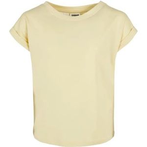 Urban Classics Meisjes T-shirt van biologisch katoen met overgesneden schouders, Girls Organic Extended Shoulder Tee, verkrijgbaar in vele kleuren, maten 110/116-158/164, Softyellow, 110 cm