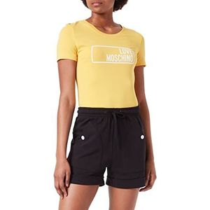 Love Moschino Dames korte mouwen in stretch katoenen jersey met Institutional Logo T-shirt, geel, 42 NL