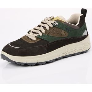 Geox U Spherica 4x4 B ABX Sneakers voor heren, Dk Coffee Dk Green, 43 EU