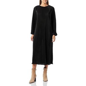 PIECES Pcjohanne Ls Midi-jurk met ronde hals voor dames, zwart, L