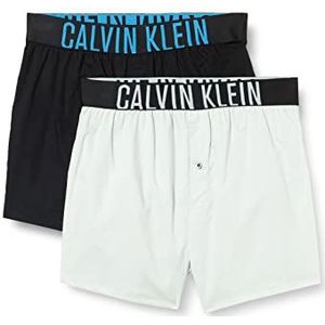 Calvin Klein | Heren Pack van 2 Slim Fit Boxers, B-tropische limoen, Ponderosa Pine, S
