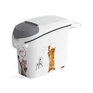 CURVER Voederbak voor honden, 6 kg/15 l, luchtdichte opslag tegen geuren voor katten, container met draaggreep, 23 x 50 x 35 cm, wit