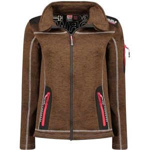 Geographical Norway Tebelle Lady Warme fleece voor dames, met ritssluiting, voor herfst, winter, lente, warm, lange mouwen, trui, bont, zacht, comfortabel, outdoor (bruin 2XL), Bruin, XXL