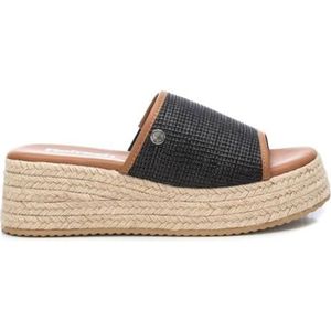 REFRESH - 171758 - Sandaal - Zwart - Textiel - Muildesign met Contrasterende Biezen