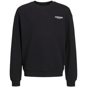 JACK & JONES Jjstyd Loose Graphic Sweat C.Neck Ln Jnr Sweatshirt voor jongens, zwart - wit, 128