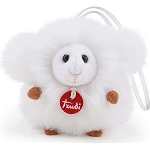 Trudi 29087 bedels schaap ca. 10 cm, maat XXS, pluizige pluche hanger, hoogwaardig knuffeldier met zachte materialen en satijnen lint, wasbaar, pluche speelgoed om te verzamelen voor kinderen, wit