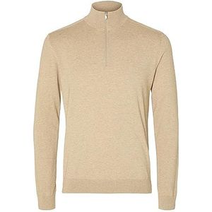 SELECTED HOMME Gebreide trui met halve ritssluiting, Kelp/detail: melange, XL