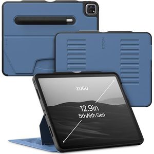 ZUGU CASE ZUGU iPad Pro 12.9 hoesje 2022/2021 6e en 5e generatie - Ultraslanke beschermhoes - draadloos opladen met Apple Pencil - Handige magnetische standaard met 10 hoeken en automatische slaap-/waakfunctie [leisteenblauw]