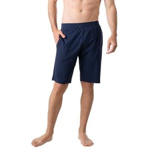 Eminence - Korte pyjama voor heren Club- Jersey 100% gekamd katoen - T-shirt korte mouwen T-hals + korte broek met 2 zakken - Oeko-Tex®-label Standard 100, Bruin/marineblauw, S