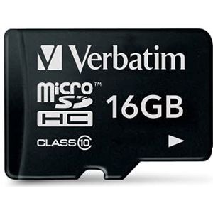 Verbatim microSDHC - 16 GB geheugenkaart, SD-kaart, klasse 10, zwart
