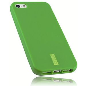 mumbi Hoesje compatibel met iPhone SE/ 5/5S mobiele telefoonhoesje, groen met groene streep