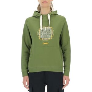 JEEP O102918-E100 J dames sweatshirt met capuchon zak heuptas - ringen van hout met grote print J23W dames olijfgroen M