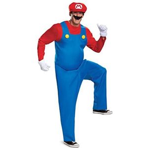 Nintendo Super Mario Brothers Mario Deluxe kostuum voor volwassenen heren gaming outfit - X-Large