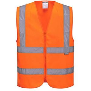 Portwest C375ORRS Hi-Vis Zipped Vest, Small, Orange