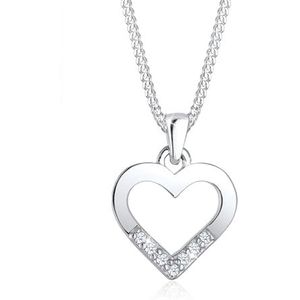 Diamore Dames halsketting hart cut-out hanger liefde elegant met diamant (0,07 ct.) in 925 sterling zilver