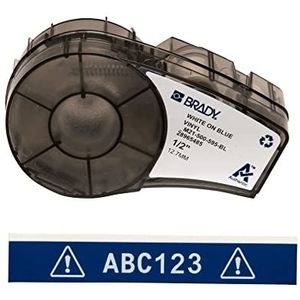 Brady Vinyl Label Tape voor Label Printer M211 & M210 - Zelfklevende Vinyl Printer Labels - Industriële Label Tape voor Kabel/Naam Labels - Wit op Blauw (12.70mm x 6.40m) - M21-500-595-BL