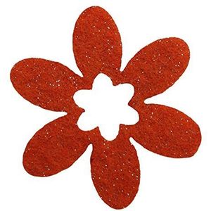 Petra's Knutsel-News 100 x bloem 40 mm met bloemenuitsnijding, glittervilt, eenzijdig glitter, fliz, oranje, 18 x 12 x 5 cm