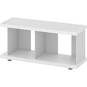 Tojo - Buig basismodule groot | uitbreidbaar rek | vrijstaand boekenkast | MDF gecoat wit, hoek aluminium | 80 x 28 x 40 cm