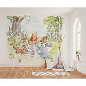 Komar Vlies fotobehang - Disney Winnie the Poeh Nice for Picnics - Grootte 300 x 250 cm - behang, kinderkamer, kinderbehang
