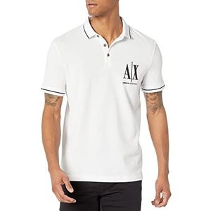 Armani Exchange Maxi geborduurd logo, regular fit polo shirt voor heren, wit, XL