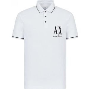 Armani Exchange Maxi geborduurd logo, regular fit polo shirt voor heren, wit, XXL