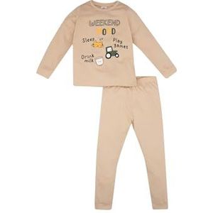 DeFacto Jongenspyjama's voor jongens, comfortabele pyjama's voor kleine helden, Beige, 4-5 Jaar