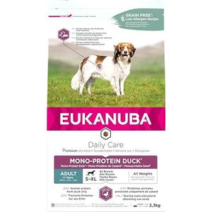 EUKANUBA Daily Care Mono-Protein - droog premium hondenvoer met eend voor volwassen honden, ideaal voor honden met voedselintoleranties, voor alle rassen, 2,3 kg