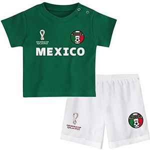 FIFA Unisex Kids Officiële Fifa World Cup 2022 Tee & Short Set - Mexico - Home Country Tee & Shorts Set (pak van 1), Groen/Wit, 12 Maanden