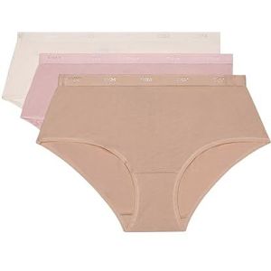 DIM Boxershorts voor dames, EcoDim katoen, extra platte afwerking, 3 stuks, Huid/roze/parelmoer, XL