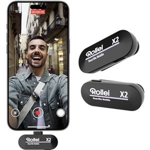 Rollei Hear:Me Mobile X2 Dual draadloze microfoon voor studiokwaliteit, YouTube, streaming, vlogging en podcasts