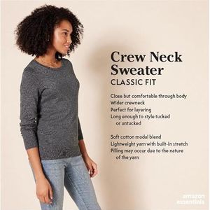 Amazon Essentials Lichte trui met ronde hals en lange mouwen voor dames (verkrijgbaar in grote maten), bordeaux, 5XL Plus