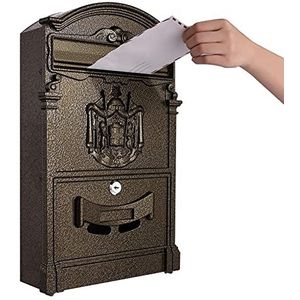 Tooluck Afsluitbare Retro Wandmontage Letterboxen Waterdichte Klassieke Villa Outdoor Mailbox Grote Capaciteit Brievenbus 16 × 9.5 × 3 inch