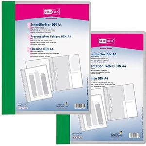 VELOFLEX A474104 - VELOFORM losbladige ordner, 2 stuks, DIN A4, groen, PVC, glasheldere voorkant, geschikt voor brochurehoezen