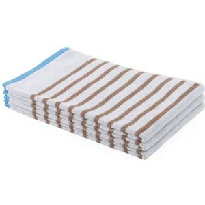 Go West Lines Extra grote badhanddoek, extra groot, wit met taupe strepen, 70 x 150 cm, 500 g/m² gekamd katoen, zacht en zeer absorberend