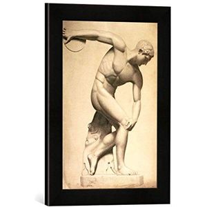 Evelyn de Morgan Discus Thrower, Drawing of a Classical Sculpture, c.1874, kunstdruk in hoge kwaliteit handgemaakte fotolijst, 30x40 cm, mat zwart