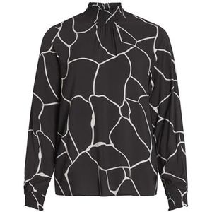 Vila Vipaya High Neck L/S Top/Ec Damesblouse met lange mouwen, Zwart/Aop: nia, 42