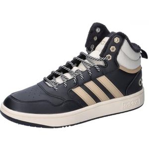 adidas Heren Hoops 3.0 Mid Lifestyle Basketbal Klassieke Bont Voering Winterized Schoenen, Kern Zwart Magisch Beige Wonder Wit, 7 UK