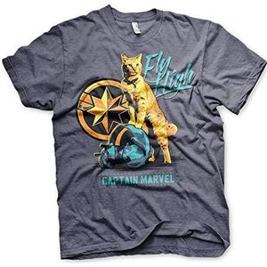 Marvel Unisex T-shirt Captain Marvel Fly High grijs, bedrukt, van 100% katoen.