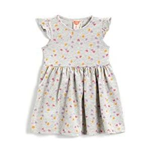 Koton Jurk met bloemenprint voor meisjes en meisjes, Grijs design (0d2), 6-9 Maanden