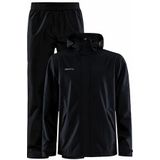 Craft Core Explore Rain Set, regenbroek en regenjas voor heren, 3XL, zwart, met meshvoering, twee zijzakken, verstelbaar trekkoord aan zoom en capuchon, waterdichte broek voor heren en jas