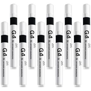 G4GADGET Mooie Stijl Pack van 10 Niet-giftige Inkt Zwart Kleur Whiteboard Droog Veeg Marker Pennen Bullet Tip