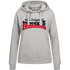 Lonsdale Lissan sweatshirt met capuchon voor dames, Marl Grey/Navy/Red, XXL