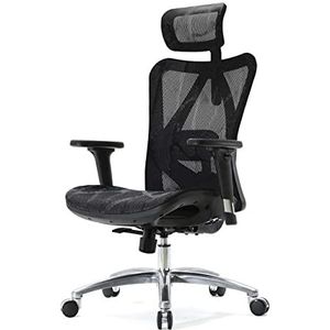 SIHOO Ergonomische bureaustoel, directiestoel met 3D verstelbare armleuning en lendensteun, huidvriendelijke hoge rugleuning, bureaustoel tot 150 kg, belastbaar