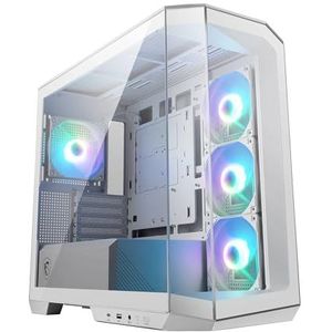 MSI MAG PANO M100L PZ White micro-ATX pc-behuizing - micro-ATX-capaciteit, GPU-ondersteuningsstandaard, vulstandindicator, stoffilter, 33 mm kabelgeleidingsruimte, USB Type-C (20 Gbps)