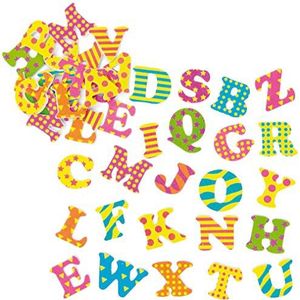 Baker Ross AF422 Grappige, zelfklevende letters van schuimrubber voor kinderen voor het vormgeven en versieren van kaarten en andere knutselwerkjes (400 stuks),Gesorteerd