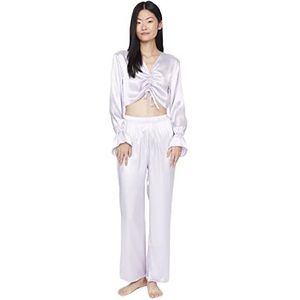 Trendyol Vrouwen Vrouw Plain Geweven Pyjama Set (Pack van 2), Lila, 64