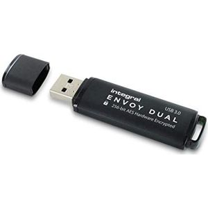 Integral Envoy DualPlus USB-stick USB 3.0 128 GB met 256 bits AES encryptie, FIPS 197, voor admin en gebruiker