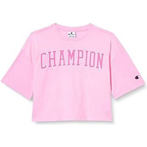 Champion Rochester 1919-C-Campus Oversized Crewneck S-S T-shirt, roze katoen snoep (CCPF), 3-4 jaar meisjes en meisjes, Roze Katoen Candy (Ccpf)