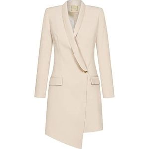 Swing Fashion Elegante damesjurk, zakelijke jurk, etui-jurk, feestelijke jurk, feestjurk, cocktailjurk, mini-jurk, avondjurk, lange mouwen, V-hals, kort, beige, 36, beige, S